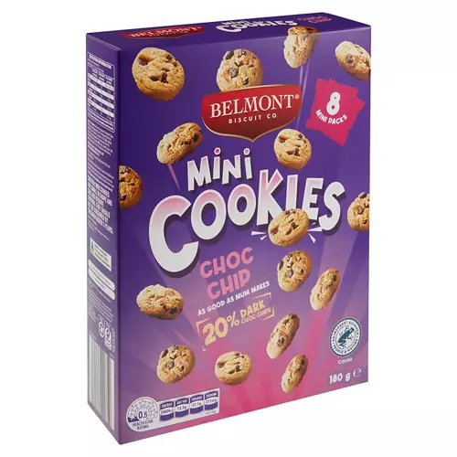 Mini Cookies Choc Chip 8 Pack 180g