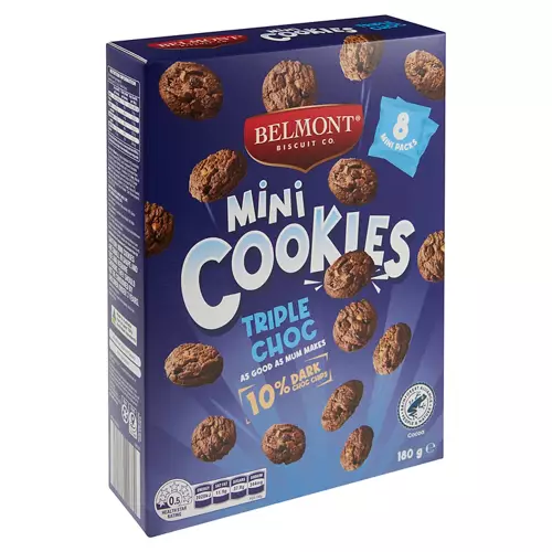 Mini Cookies Triple Choc 8 Pack 180g