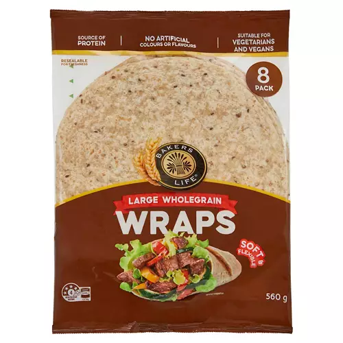Large Wholegrain Wraps 8 Pack 560g