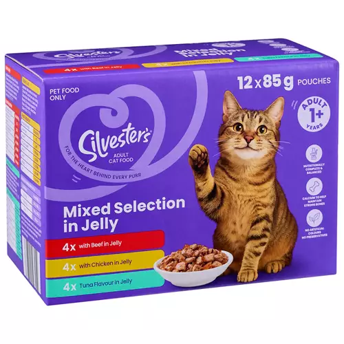 Cat Food Pouches Mixed Selection in Jelly 12 Pack 85g
