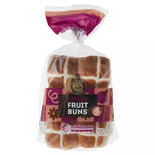 Spiced Fruit Buns 6 Pack 450g
