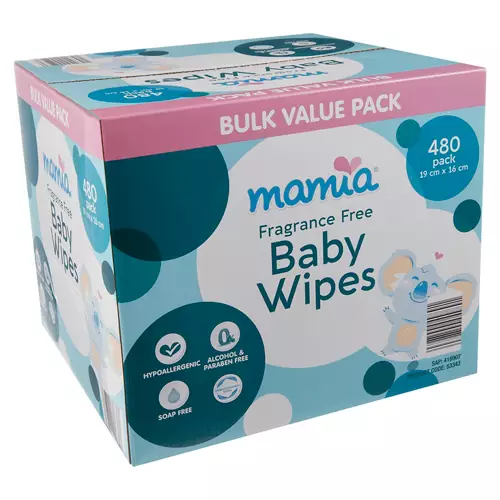 Baby Wipes Fragrance Free 480 Pack