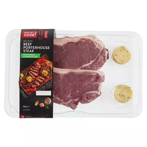 Beef Porterhouse Steak with Garlic and Herb Butter 400g