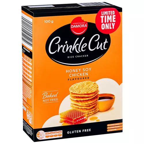 Crinkle Cut Rice Crackers Honey Soy Chicken 100g