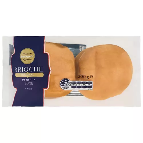 Sliced brioche burger bun 200g