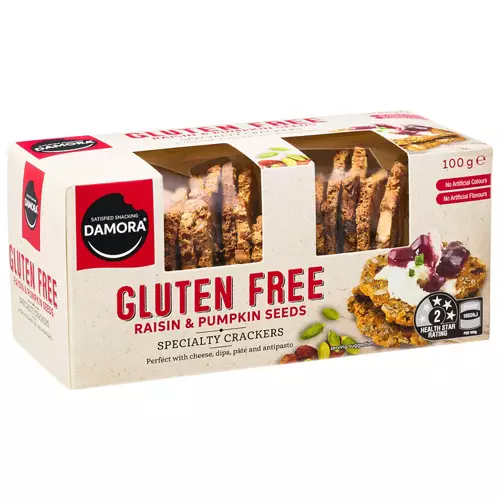 Gluten Free Specialty Crackers Raisin and Pumpkin 100g