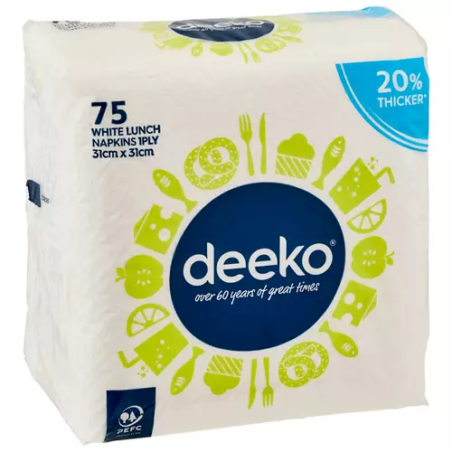 White Lunch Napkins 1ply 75 Pack