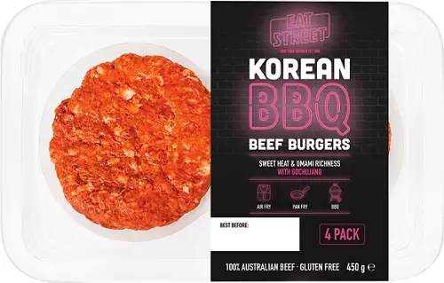 Korean BBQ Beef Burgers with Gochujang 450g 4pk