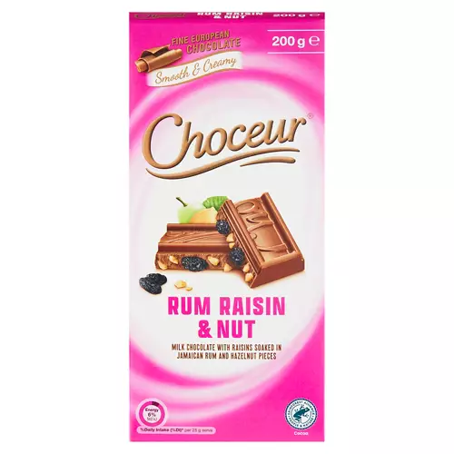 Rum Raisin & Nut Chocolate Block 200g