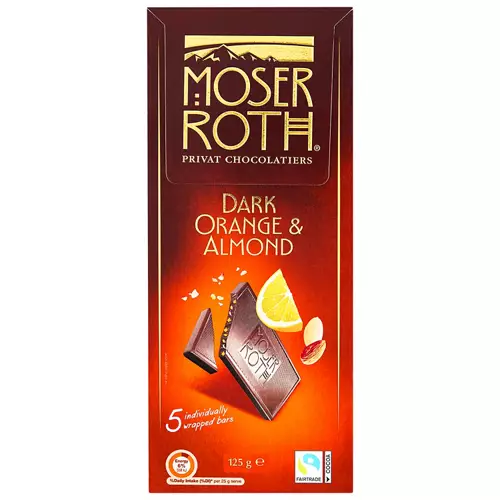 Dark Orange & Almond Chocolate Bars 5 Pack 125g