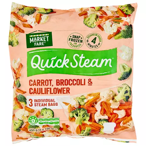 Quicksteam Vegetables Carrot, Broccoli & Cauliflower 3 Pack 450g
