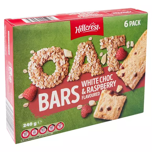 White Choc & Raspberry Oat Bars 6 Pack 240g