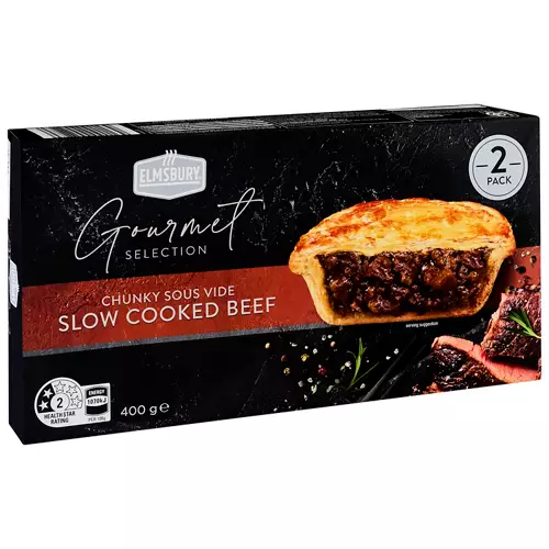 Chunky Sous Vide Slow Cooked Beef Pies 2 Pack 400g