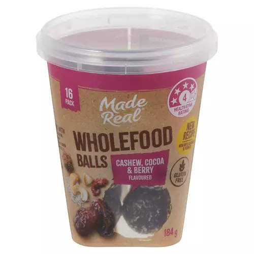 Wholefood Balls Cashew, Cocoa & Berry 16 Pack 184g
