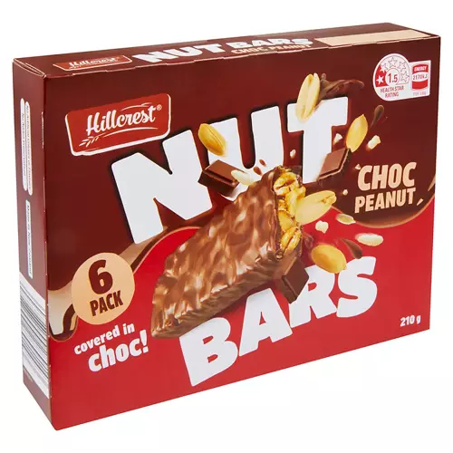 Choc Peanut Nut Bars 6 Pack 210g