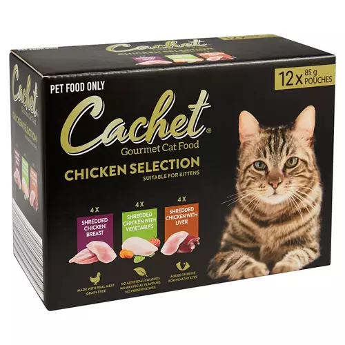 Premium Cat Food Pouch Chicken or Tuna 12 Pack 85g