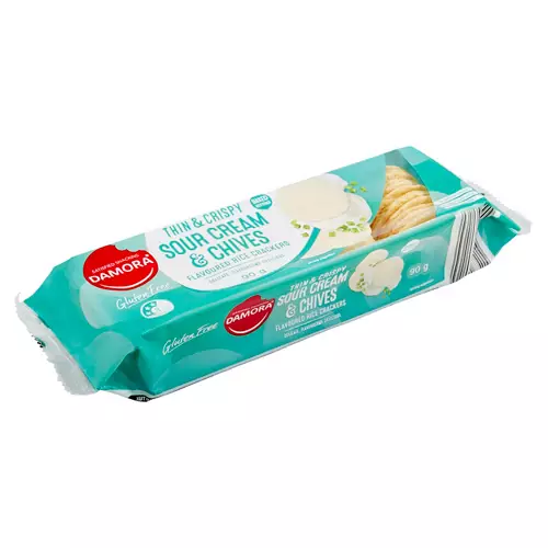 Thin & Crispy Sour Cream & Chives Flavoured Rice Crackers 90g