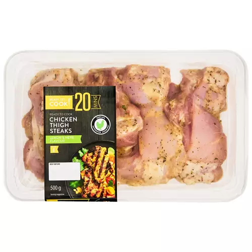 Marinated Lemon & Herb RSPCA Approved Chicken Thigh Steaks 500g