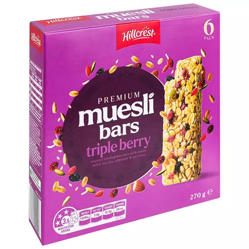 Triple Berry Premium Muesli Bar 6 Pack 270g