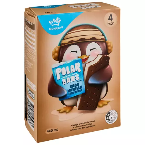 Polar Bars Choc Vanilla 4 Pack 440mL