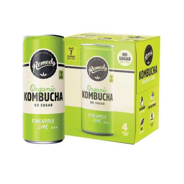 Kombucha Organic Drinks Pineapple Lime 4x250ml