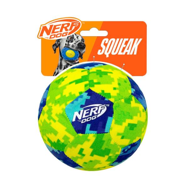 Dog 5in Nylon Poly- Filled Digital Camo Soccer Squeak Ball Blue/ Green
