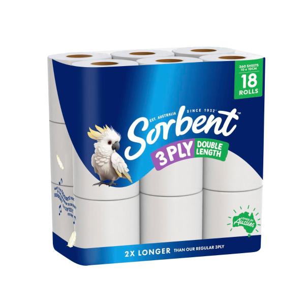 3-ply Double Length White Toilet Paper