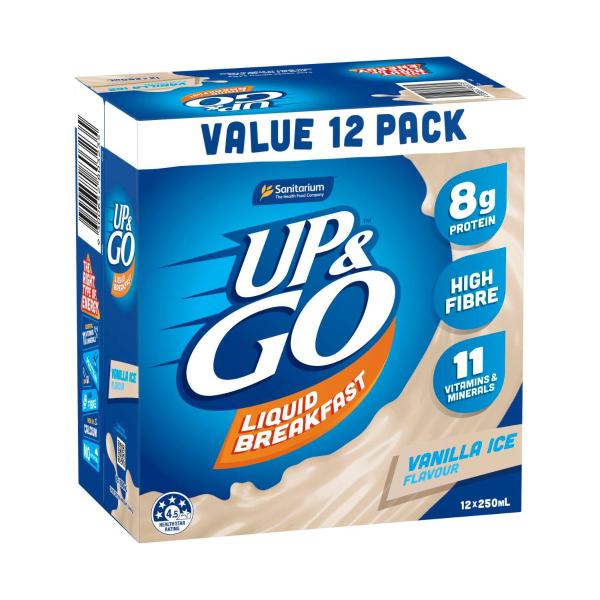 Up&go Liquid Breakfast Fridge Vanilla Pack 12x250ml