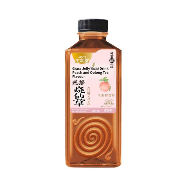 Peach Oolong Shaken Grass Jelly Drink