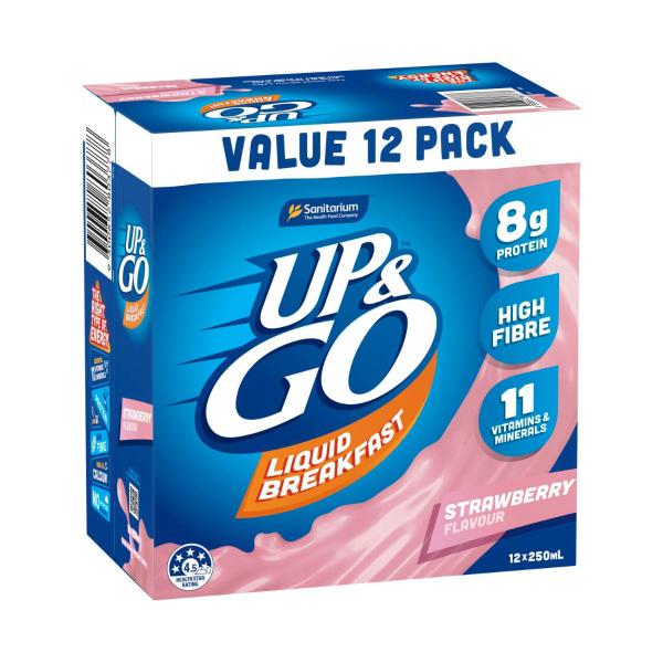 Up&go Liquid Breakfast Fridge Pack Strawberry 12x250ml