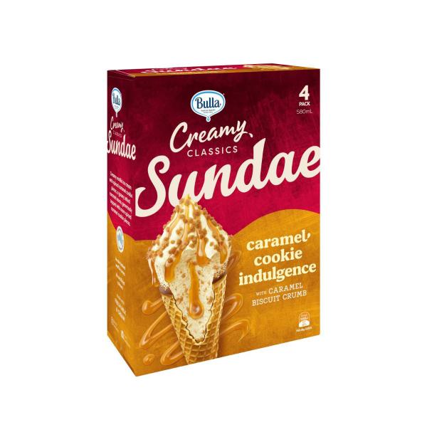 Creamy Classics Caramel Cookie Ice Cream Sundae Cones 4 Pack