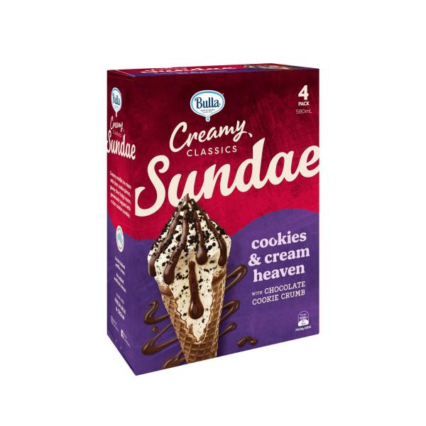 Creamy Classics Cookies & Cream Heaven Ice Cream Sundae Cones 4 Pack