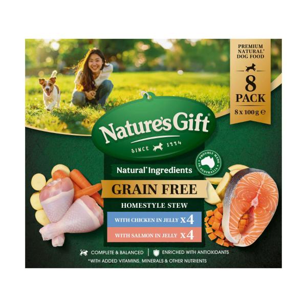 Grain Free Homestyle Stew With Chicken Salmon Dog Food 100g