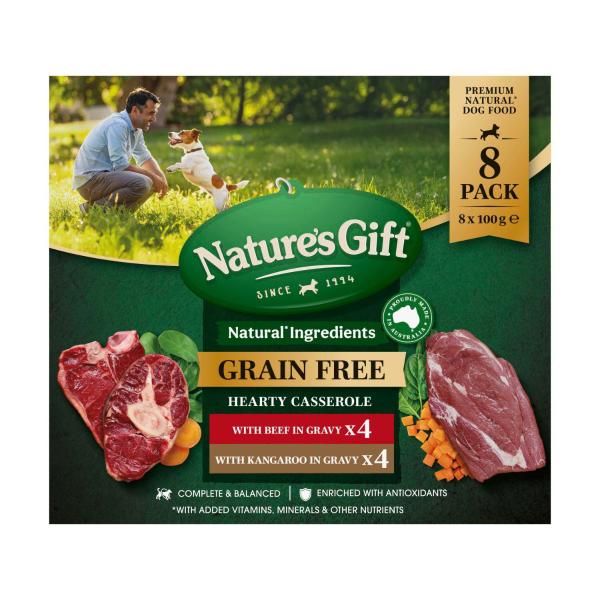 Grain Free Hearty Casserole With Beef Kangaroo Dog Food 8x100g