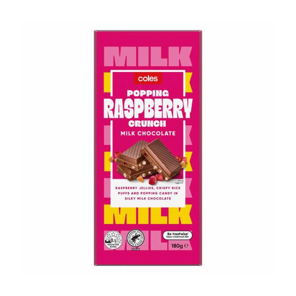 Milk Chocolate Raspberry Popping Crunch Block