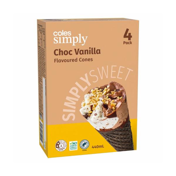 Choc Vanilla Flavoured Cones 4 Pack