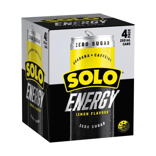Energy Drink Zero Sugar Lemon Cans Multipack 4x250ml