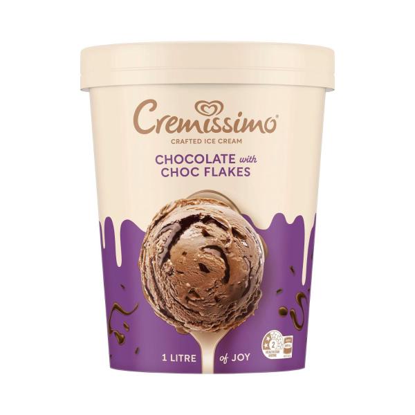 Cremissimo Chocolate With Choc Flakes Ice Cream Tub