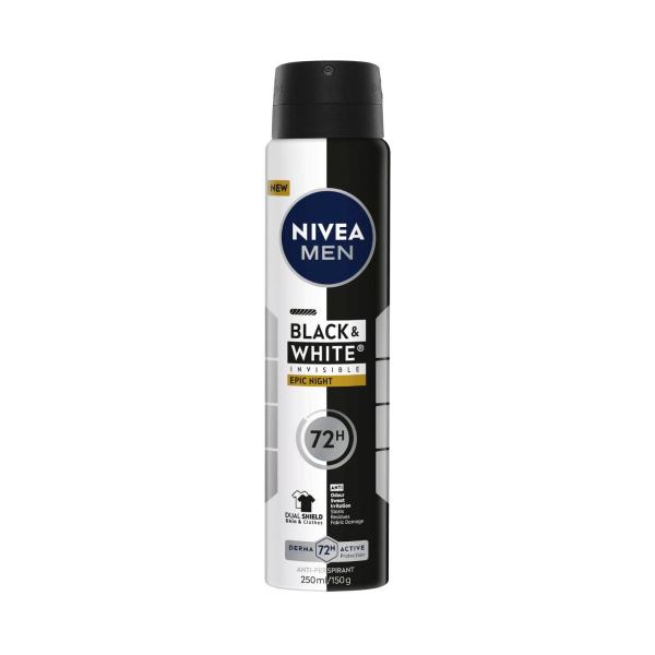 Men Black & White Epic Night Aerosol 72h Antiperspirant & Anti Stain Deodorant