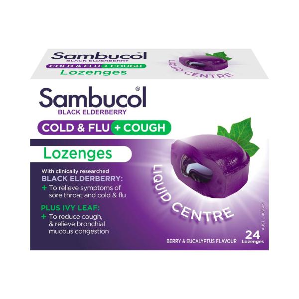Cold & Flu + Cough Medicated Liquid Center Lozenges