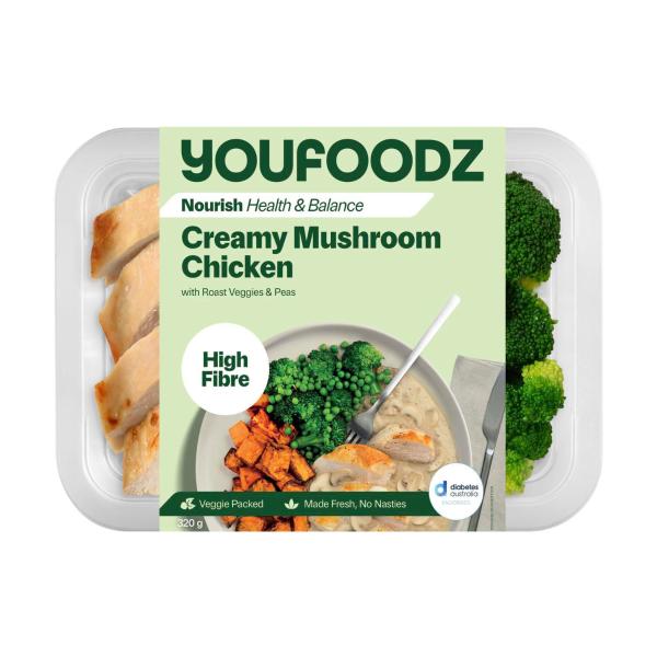 Nourish Creamy Mushroom Chicken With Roast Veggies