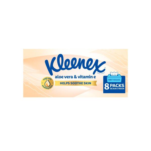 Aloe Vera & Vitamin E 3 Ply Facial Tissues 140x8 Pack