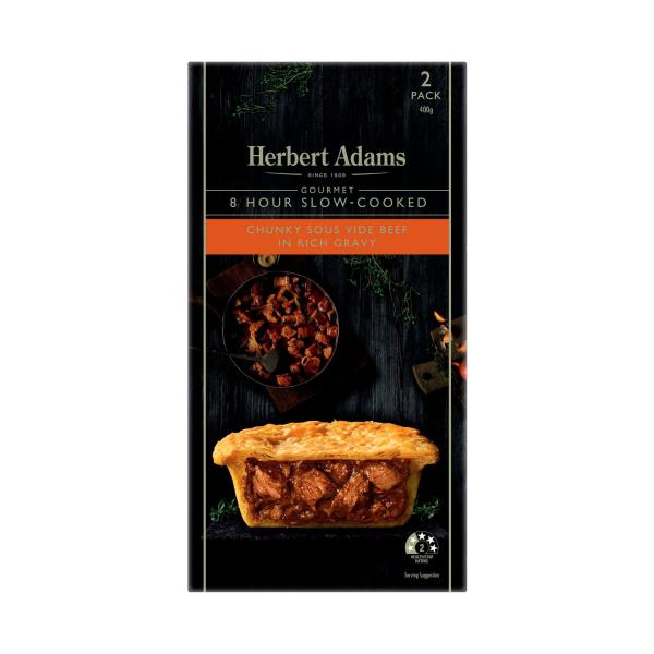Frozen Gourmet Chunky Sous Vide Beef In Rich Gravy Pies 2 Pack