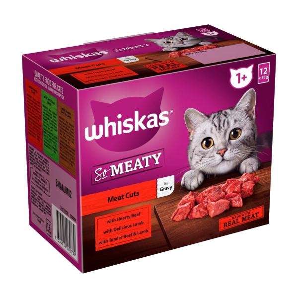 Adult 1+ Years So Meaty Wet Cat Food With Meat Cuts In Gravy 12x85g Pouch