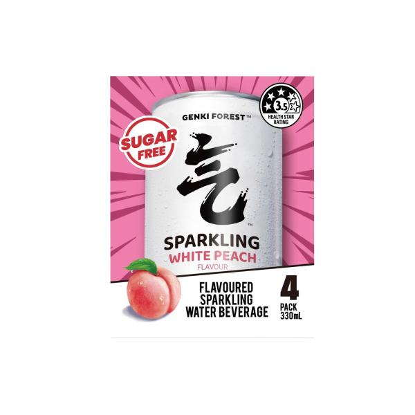 Sugar Free Sparkling Water White Peach 4x330ml