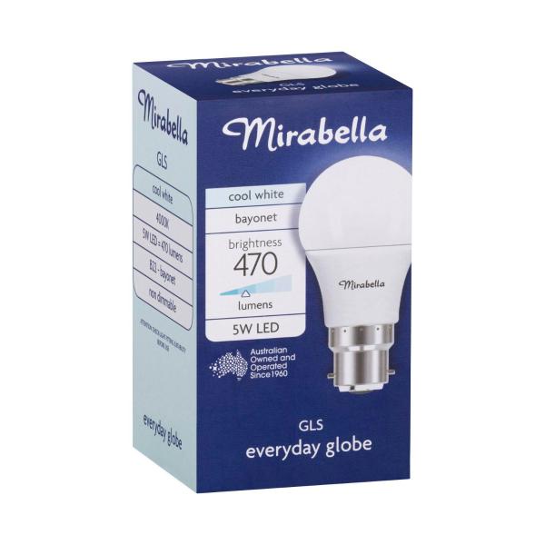 Led Globe Gls Bayonet Cap 5.5 Watt Cool White