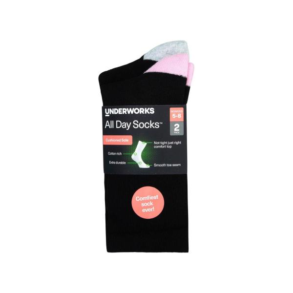 Hl1032 Ladies Cushion Foot Socks Black Size 5-8