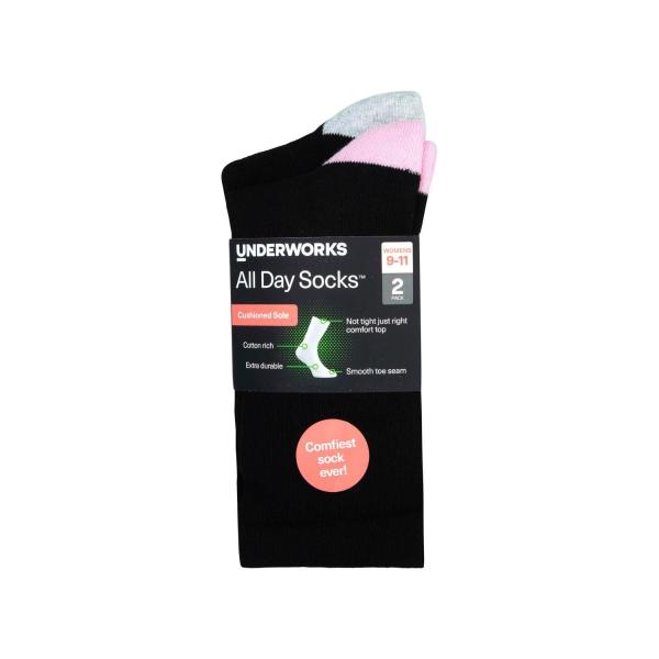 Hl1032 Ladies Cushion Foot Socks Black Size 9-11