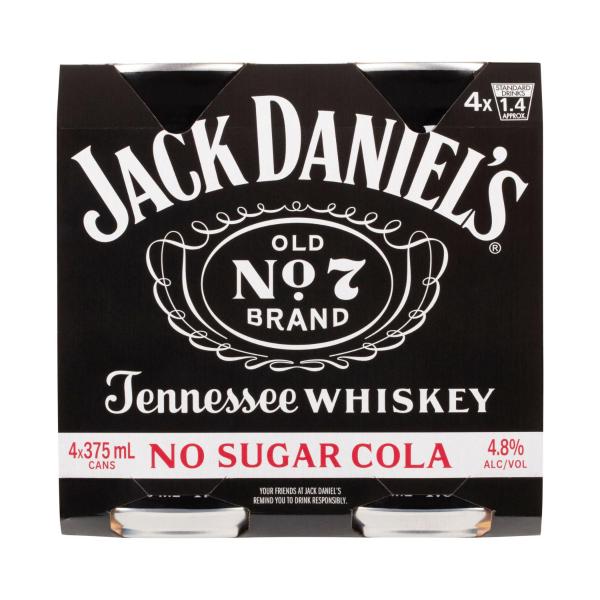 Jack Daniels & No Sugar Cola Can 375ml