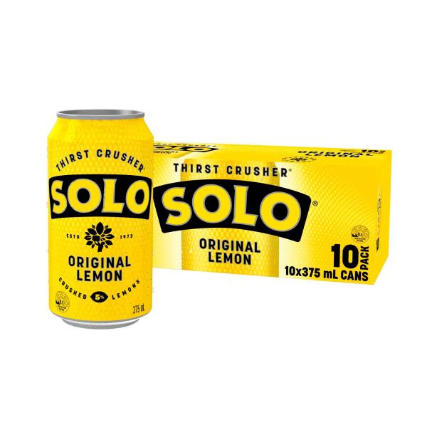 Thirst Crusher Original Lemon Soft Drink Cans Multipack 375ml x 10 Pack